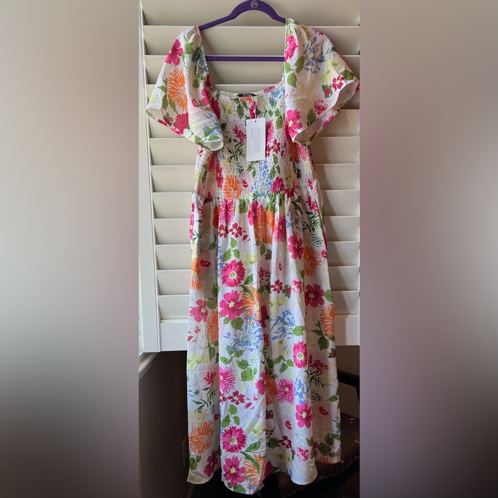 BloomChic - NWT - (14-16) Floral Dress with Pink and Green Accents